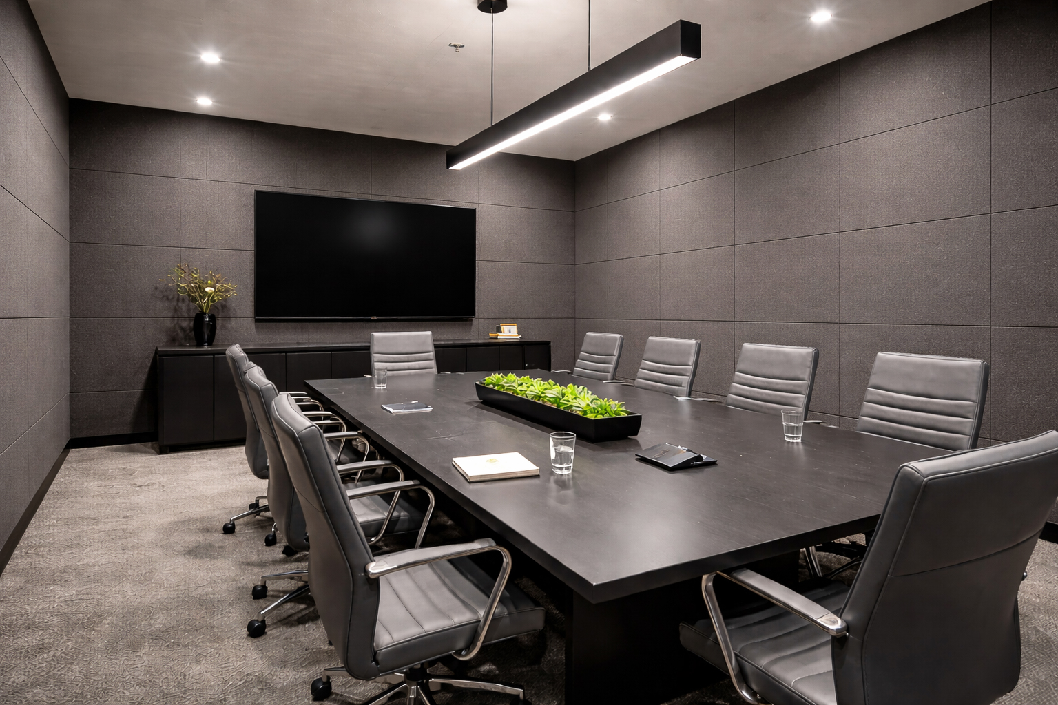 Foam flat walls corporate meeting room