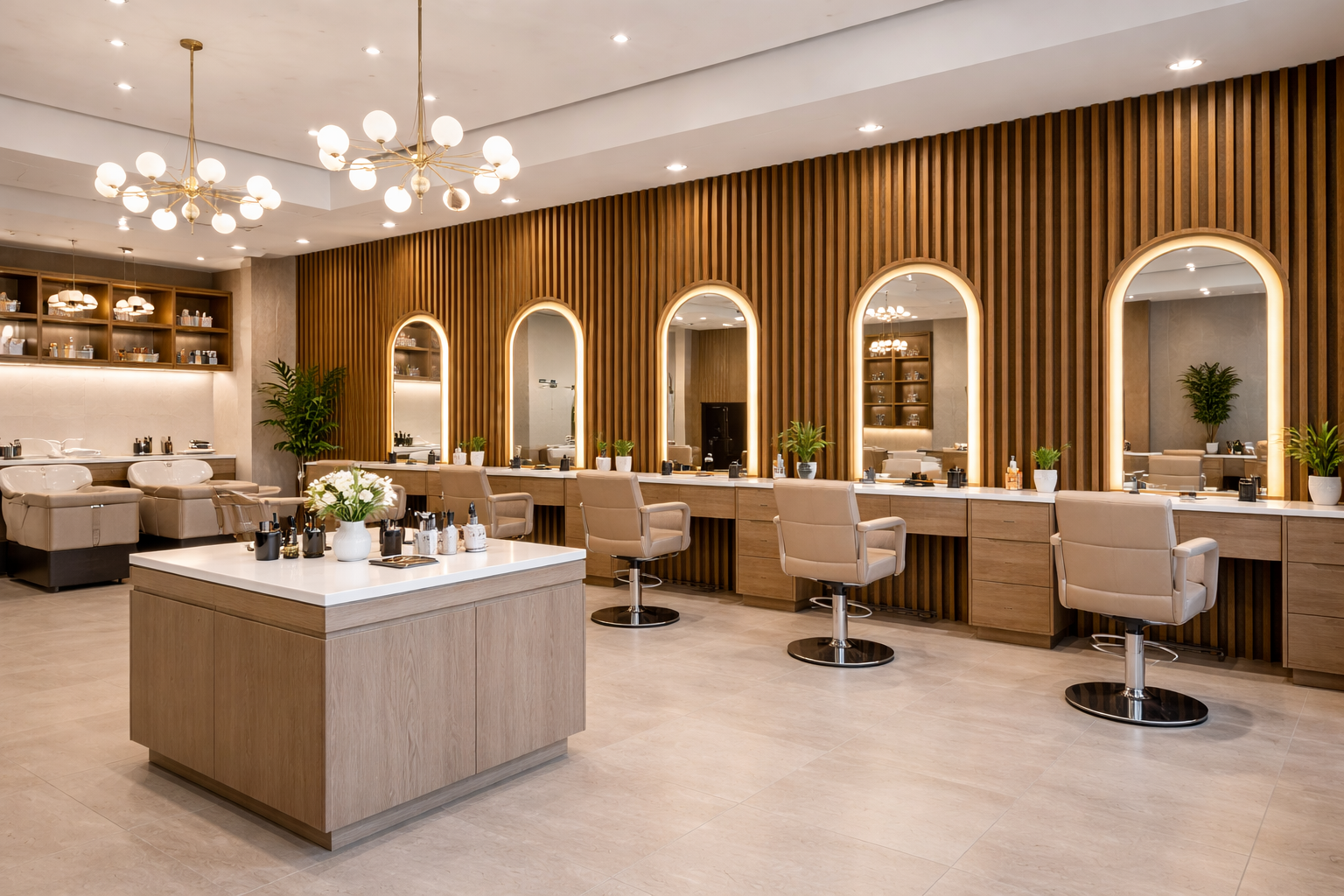 wood slat salon
